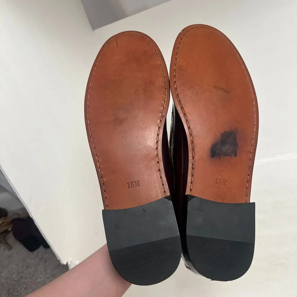King's Court Burgundy Patent Leather Penny Loafers Size 15M